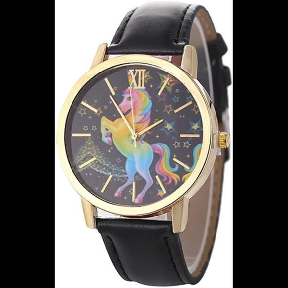 Colorful Unicorn Stars Classic Leather Strap Women Quartz Watches main image 4